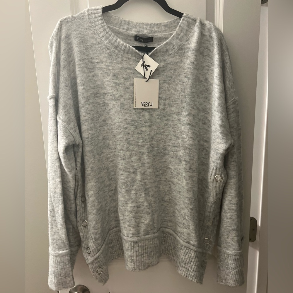 Oversized heather grey sweatshirt with button up sides
